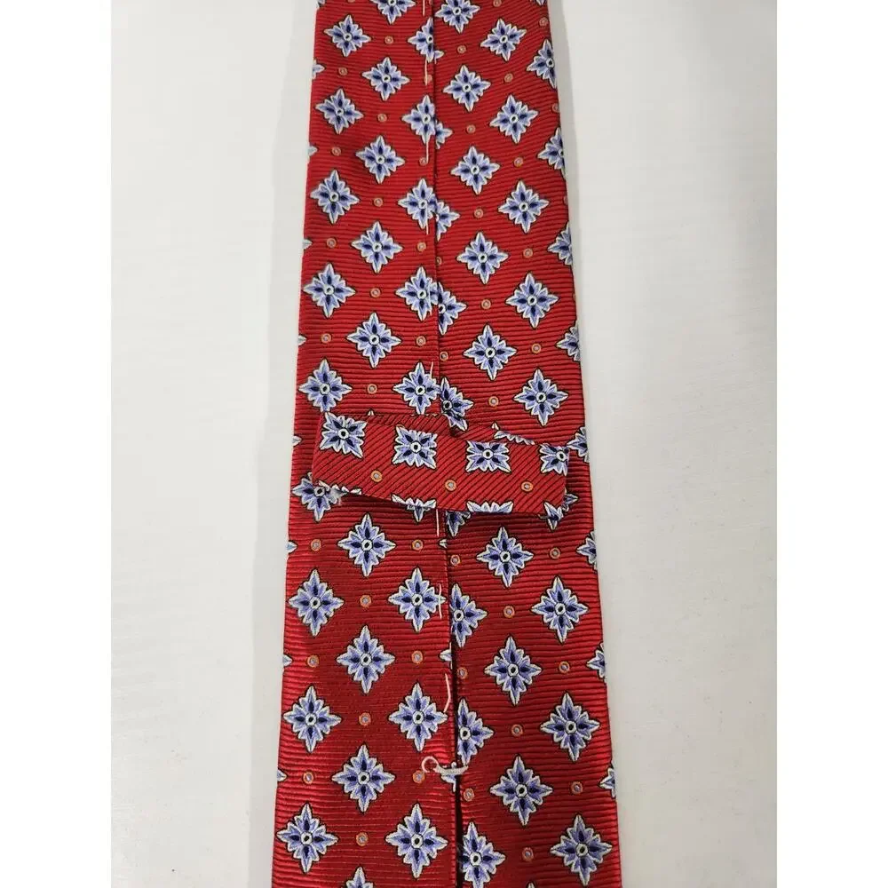 Robert Jensen Had Sewn Finest Silk Men's Tie, Italy Made In Red & Blue Geometric
